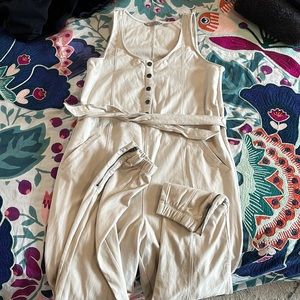 Cream colored jogger style, Athleta jumpsuit